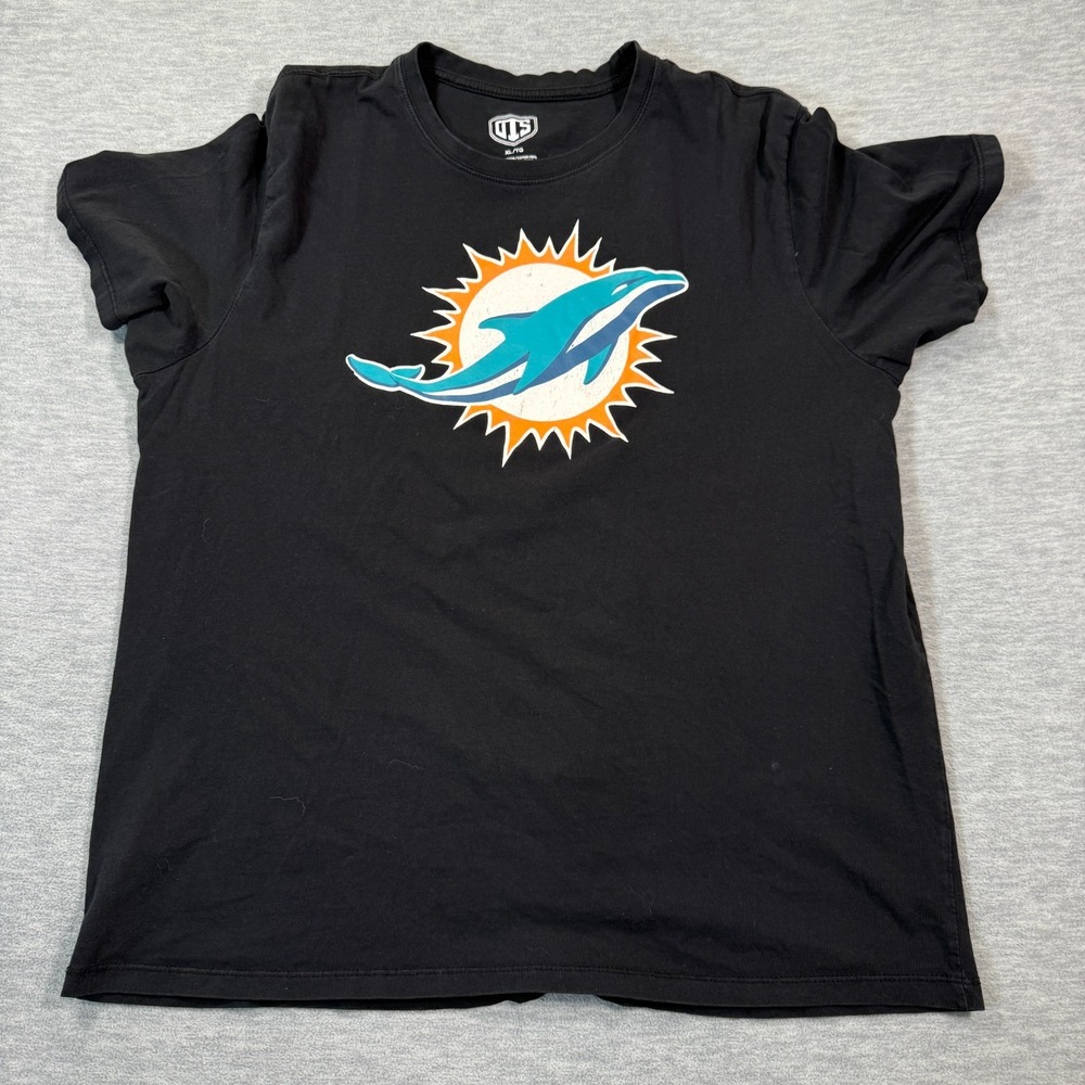 OTS Miami Dolphins T-Shirt Men XL Black Graphic NFL‎ Team Logo Cotton Tee